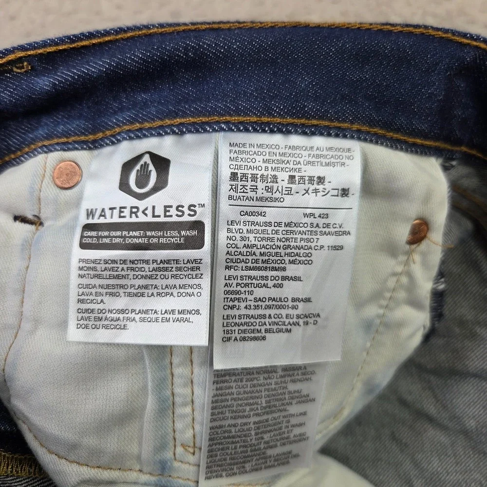Levi's 501 Regular Straight Fit Button Fly Jeans Mens 42x30 Dark Wash